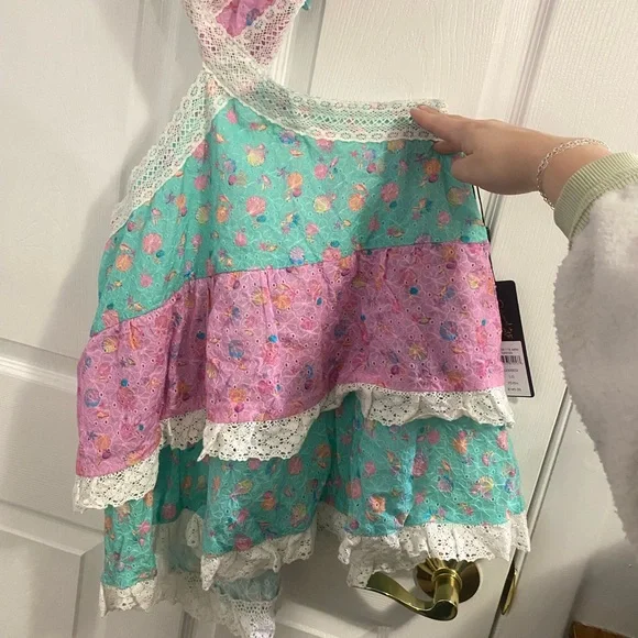 Beach Bunny NWT Everette aqua/pink seashell cutout open back coquette mini dress - Picture 5 of 11